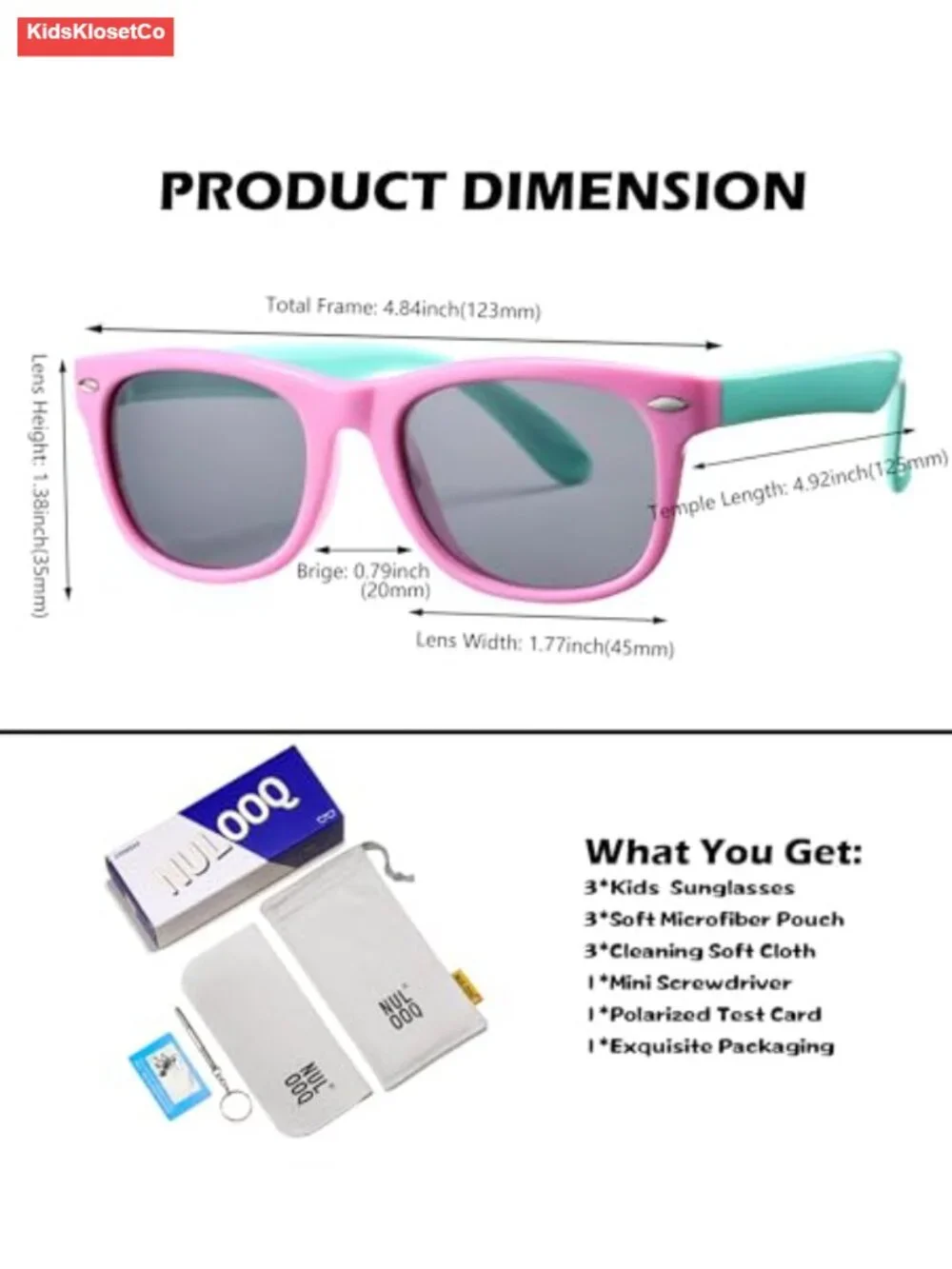 Kids Polarized Sunglasses UV400 Protection TPEE Flexible Frame 3 Pack
